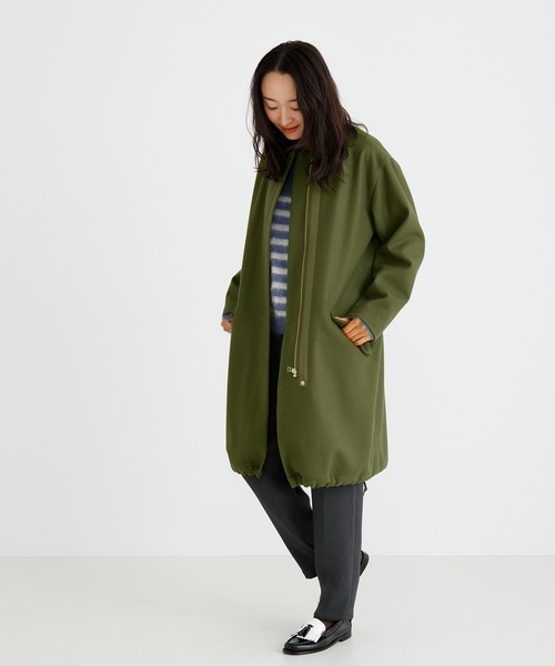 Munich（ミューニック）の「スーパー100'Sライトメルトノーカラーコート（モッズコート・レディース・ベージュ/カーキ/ブルー/チャコールグレー・S/XS）」の16枚目の写真