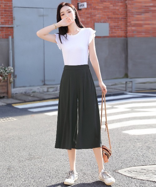 DAY CLOSET(デイ クローゼット)の「スカーチョ きれいめシルエット 七分丈ワイドパンツ(その他パンツ・レディース・ネイビー/ベージュ/ブラック/ライトベージュ/ダークブルー/チャコール/グレー/ブラウン/モスグリーン/ダークブラウン・ONE SIZE)」の19枚目の写真