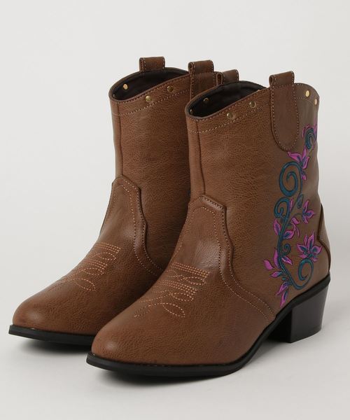 チャイハネ(チャイハネ)の「【チャイハネ】花刺繍ショートウエスタンブーツ(ブーツ・レディース・ベージュ/ネイビー/ワイン・MEDIUM/LARGE)」の11枚目の写真