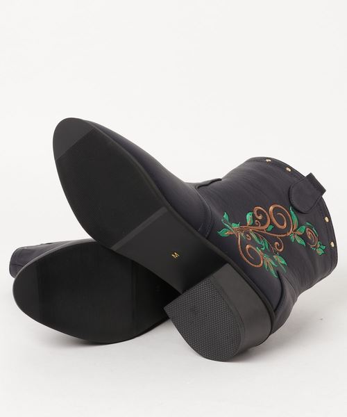 チャイハネ(チャイハネ)の「【チャイハネ】花刺繍ショートウエスタンブーツ(ブーツ・レディース・ベージュ/ネイビー/ワイン・MEDIUM/LARGE)」の10枚目の写真