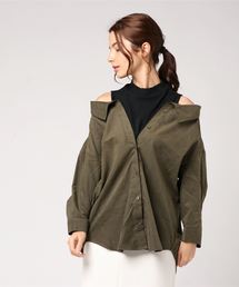 KOBE LETTUCE | ハイネック×ピーチスキン抜け襟シャツレイヤード風トップス＊レディース/プルオーバー[C3475]神戸レタス(シャツ/ブラウス)