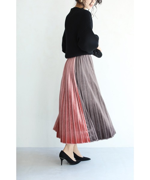 【ケンゾー】美品✨アシンメトリー プリーツ風スカート　ベロア調 花柄　フランス製 ケンゾー】美品✨アシンメトリー プリーツ風スカート ベロア調