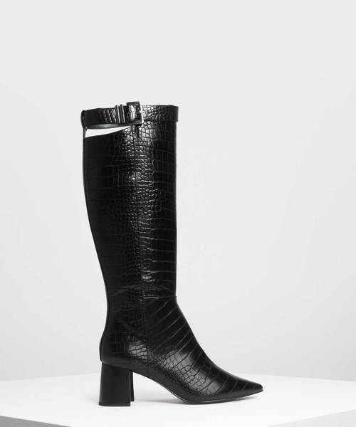 CHARLES & KEITH(チャールズ & キース)の「バックルストラップディテールニーブーツ / Buckled Strap Detail Knee Boots(ブーツ・レディース・ブラック/グリーン系その他/ブラック系その他2・23cm/23.5cm/24.5cm/25cm)」の2枚目の写真