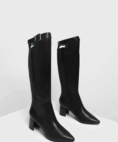 CHARLES & KEITH(チャールズ & キース)の「バックルストラップディテールニーブーツ / Buckled Strap Detail Knee Boots(ブーツ・レディース・ブラック/グリーン系その他/ブラック系その他2・23cm/23.5cm/24.5cm/25cm)」の5枚目の写真