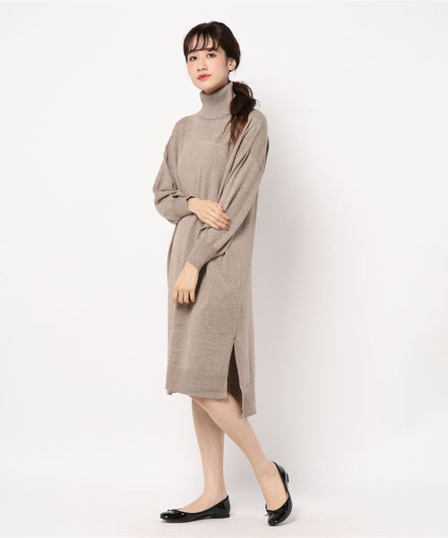 Editt by YECCA VECCA（エディットバイイェッカヴェッカ）の「・タートルニットワンピース（ワンピース・レディース・チャコールグレー/ベージュ/パープル/アイボリー・FREE）」の13枚目の写真
