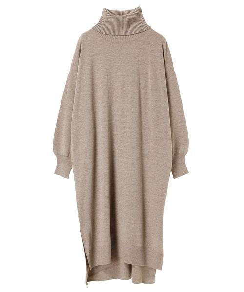 Editt by YECCA VECCA（エディットバイイェッカヴェッカ）の「・タートルニットワンピース（ワンピース・レディース・チャコールグレー/ベージュ/パープル/アイボリー・FREE）」の7枚目の写真