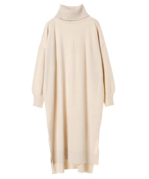 Editt by YECCA VECCA（エディットバイイェッカヴェッカ）の「・タートルニットワンピース（ワンピース・レディース・チャコールグレー/ベージュ/パープル/アイボリー・FREE）」の5枚目の写真