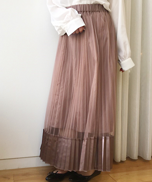 apres jour(アプレジュール)の「サテン切替チュールプリーツスカート【ZOZOTOWN限定アイテム】(スカート・レディース・ブラック/パープル/モカ・フリー)」の11枚目の写真