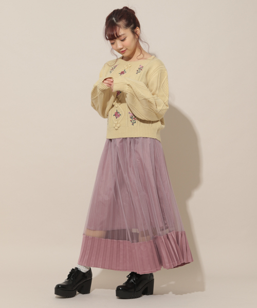 apres jour(アプレジュール)の「サテン切替チュールプリーツスカート【ZOZOTOWN限定アイテム】(スカート・レディース・ブラック/パープル/モカ・フリー)」の18枚目の写真