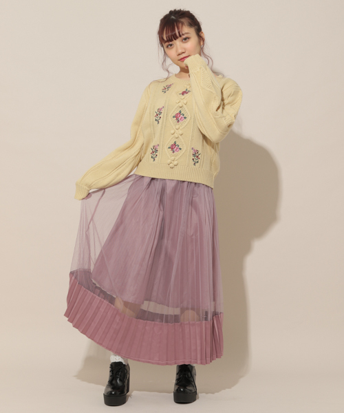 apres jour(アプレジュール)の「サテン切替チュールプリーツスカート【ZOZOTOWN限定アイテム】(スカート・レディース・ブラック/パープル/モカ・フリー)」の20枚目の写真