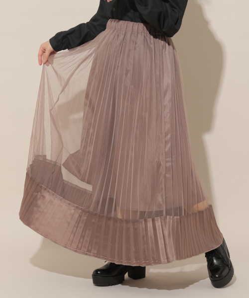 apres jour(アプレジュール)の「サテン切替チュールプリーツスカート【ZOZOTOWN限定アイテム】(スカート・レディース・ブラック/パープル/モカ・フリー)」の17枚目の写真