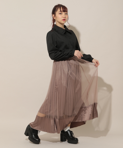 apres jour(アプレジュール)の「サテン切替チュールプリーツスカート【ZOZOTOWN限定アイテム】(スカート・レディース・ブラック/パープル/モカ・フリー)」の21枚目の写真