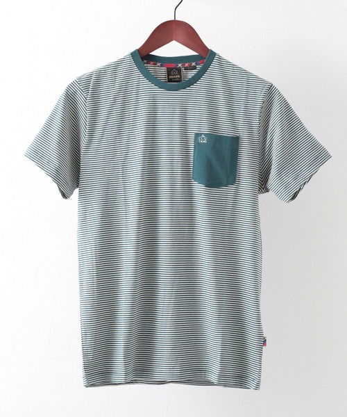 merc london(メルクロンドン)の「ポケット付きストライプTシャツ(Tシャツ/カットソー・メンズ・ブルー/ライトブラウン・MEDIUM/SMALL/LARGE/X-SMALL)」の2枚目の写真