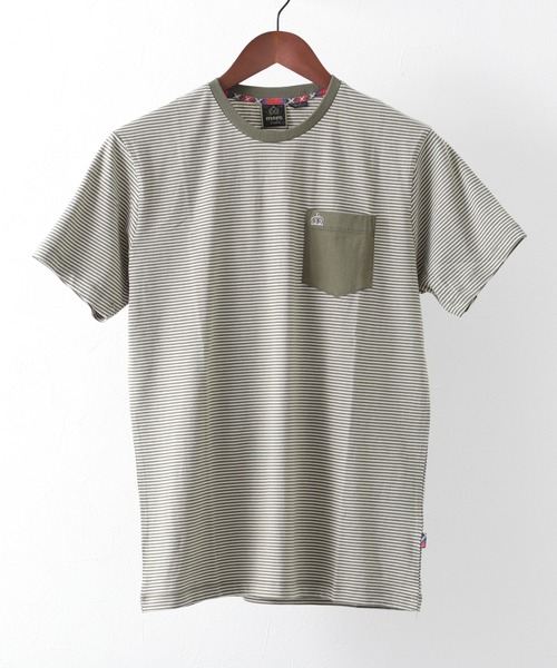 merc london(メルクロンドン)の「ポケット付きストライプTシャツ(Tシャツ/カットソー・メンズ・ブルー/ライトブラウン・MEDIUM/SMALL/LARGE/X-SMALL)」の1枚目の写真