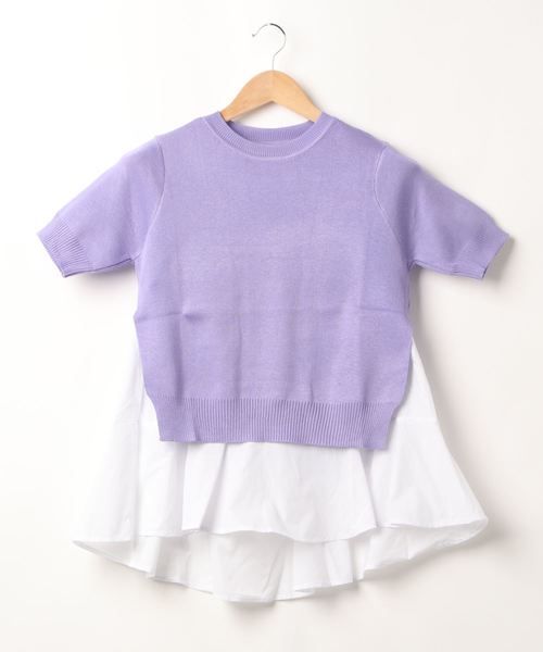 KOBE LETTUCE（コウベレタス）の「シャツインナー×半袖ニットプルオーバーSET【2点セット】（シャツ/ブラウス・レディース・パープル/グレー/ブラック/ブラック系その他/アイボリー/ラベンダー・FREE）」の6枚目の写真