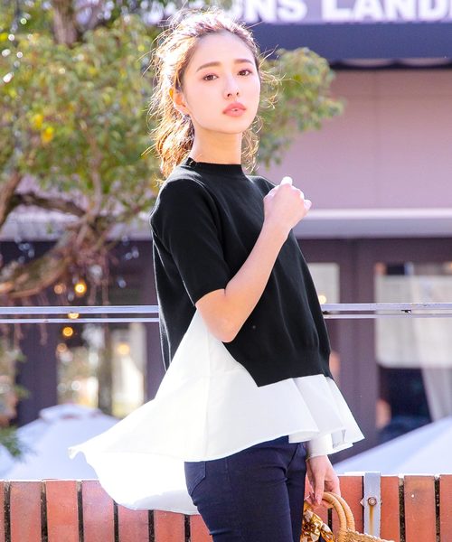 KOBE LETTUCE（コウベレタス）の「シャツインナー×半袖ニットプルオーバーSET【2点セット】（シャツ/ブラウス・レディース・パープル/グレー/ブラック/ブラック系その他/アイボリー/ラベンダー・FREE）」の7枚目の写真