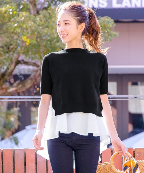 KOBE LETTUCE（コウベレタス）の「シャツインナー×半袖ニットプルオーバーSET【2点セット】（シャツ/ブラウス・レディース・パープル/グレー/ブラック/ブラック系その他/アイボリー/ラベンダー・FREE）」の14枚目の写真