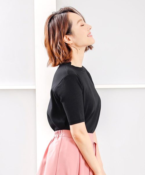 KOBE LETTUCE（コウベレタス）の「シャツインナー×半袖ニットプルオーバーSET【2点セット】（シャツ/ブラウス・レディース・パープル/グレー/ブラック/ブラック系その他/アイボリー/ラベンダー・FREE）」の10枚目の写真