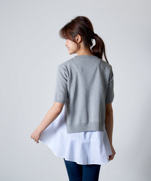 KOBE LETTUCE（コウベレタス）の「シャツインナー×半袖ニットプルオーバーSET【2点セット】（シャツ/ブラウス・レディース・パープル/グレー/ブラック/ブラック系その他/アイボリー/ラベンダー・FREE）」の15枚目の写真