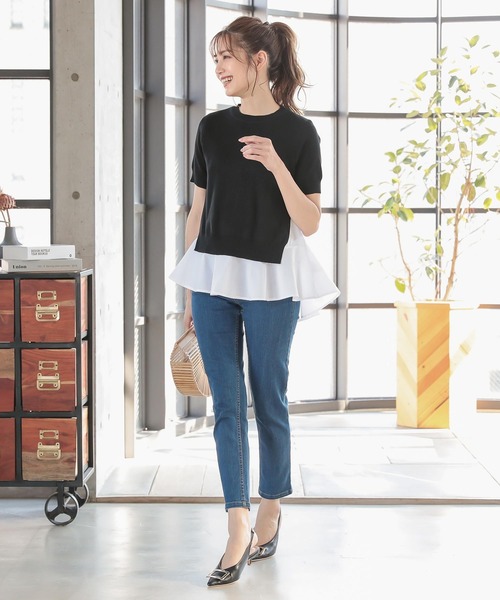 KOBE LETTUCE（コウベレタス）の「シャツインナー×半袖ニットプルオーバーSET【2点セット】（シャツ/ブラウス・レディース・パープル/グレー/ブラック/ブラック系その他/アイボリー/ラベンダー・FREE）」の22枚目の写真