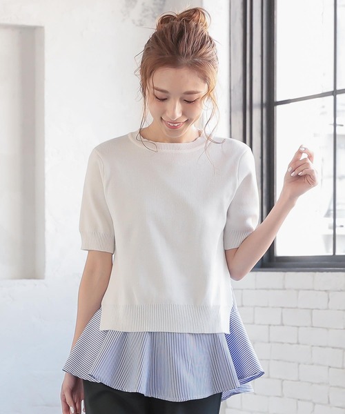 KOBE LETTUCE（コウベレタス）の「シャツインナー×半袖ニットプルオーバーSET【2点セット】（シャツ/ブラウス・レディース・パープル/グレー/ブラック/ブラック系その他/アイボリー/ラベンダー・FREE）」の20枚目の写真