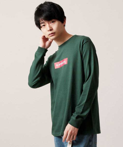 KANGOL(カンゴール)の「KANGOL カンゴール ボックスロゴ長袖 Tシャツ カットソー(Tシャツ/カットソー・メンズ・ホワイト/ブラック/ネイビー/ブラウン/グレー/グリーン・S/M/L/XL)」の1枚目の写真