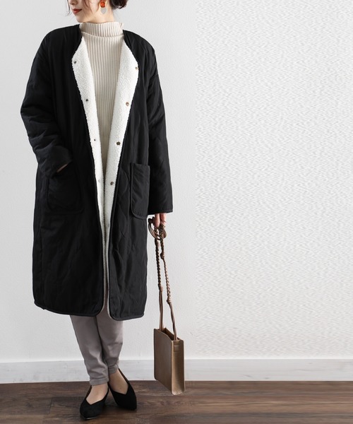 classicalelf(クラシカルエルフ)の「選べるリバーシブル ボア&ノーカラーキルティングコート(ノーカラージャケット・レディース・ベージュ/アイボリー/モカ/ベージュ系その他・MEDIUM/LARGE/X-LARGE)」の17枚目の写真