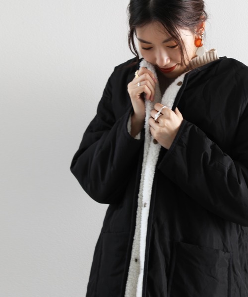 classicalelf(クラシカルエルフ)の「選べるリバーシブル ボア&ノーカラーキルティングコート(ノーカラージャケット・レディース・ベージュ/アイボリー/モカ/ベージュ系その他・MEDIUM/LARGE/X-LARGE)」の18枚目の写真