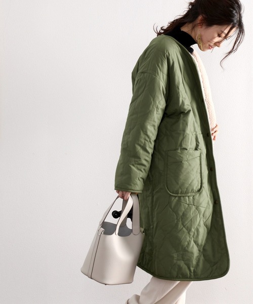 classicalelf(クラシカルエルフ)の「選べるリバーシブル ボア&ノーカラーキルティングコート(ノーカラージャケット・レディース・ベージュ/アイボリー/モカ/ベージュ系その他・MEDIUM/LARGE/X-LARGE)」の6枚目の写真