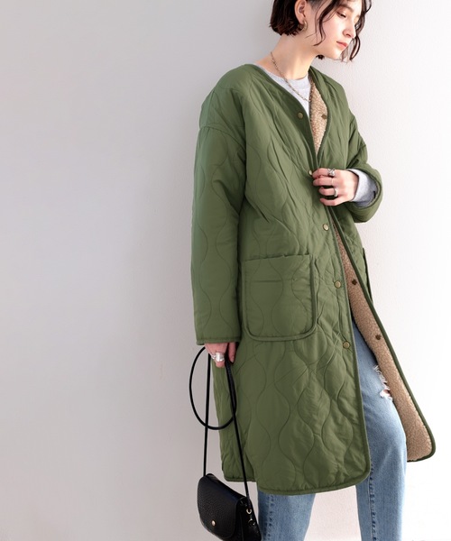 classicalelf(クラシカルエルフ)の「選べるリバーシブル ボア&ノーカラーキルティングコート(ノーカラージャケット・レディース・ベージュ/アイボリー/モカ/ベージュ系その他・MEDIUM/LARGE/X-LARGE)」の19枚目の写真