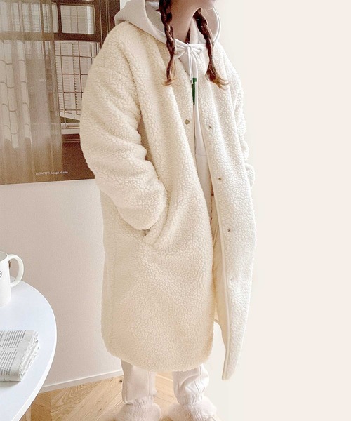 classicalelf(クラシカルエルフ)の「選べるリバーシブル ボア&ノーカラーキルティングコート(ノーカラージャケット・レディース・ベージュ/アイボリー/モカ/ベージュ系その他・MEDIUM/LARGE/X-LARGE)」の14枚目の写真