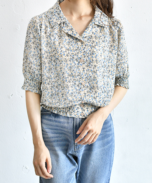 PairPair(ペアペア)の「ドット&花柄アソートカイキンシャツ(シャツ/ブラウス・レディース・サックスブルー/ライトブルー/ベージュ/アイボリー・FREE)」の3枚目の写真