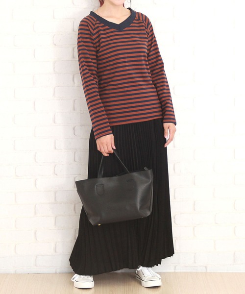 Amulet(アミュレット)の「ボーダーカットソー(Tシャツ/カットソー・レディース・ネイビー/ブラウン/グリーン・XL/M/L)」の10枚目の写真