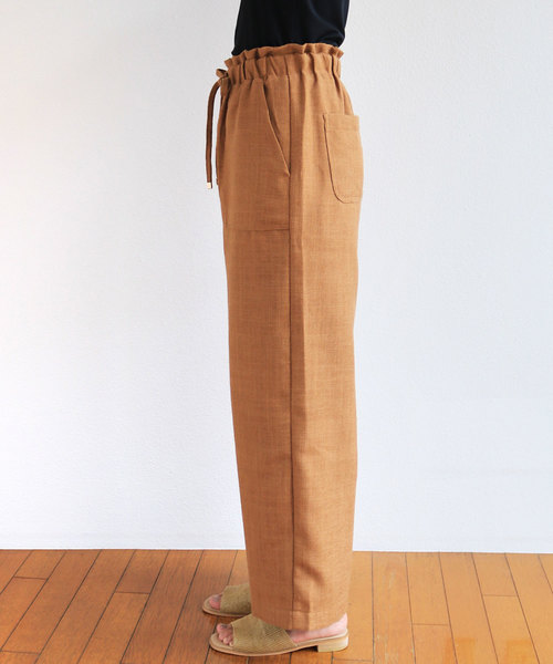 andme（アンドミー）の「リネンタッチドローストリングワイドパンツ（その他パンツ・レディース・ブラック/アイボリー/オートミール/ライトベージュ/キャメル・M/L）」の14枚目の写真
