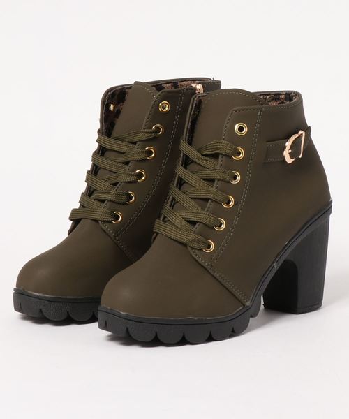 STYLEBLOCK（スタイルブロック）の「チャンキーヒールレースアップショートブーツブーティー（ブーツ・レディース・ブラック/グリーン/キャメル・41/36/37/38/39/40/35）」の6枚目の写真