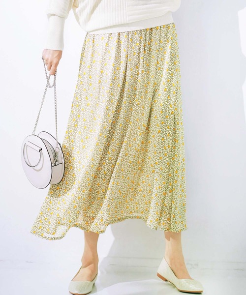 GeeRA(ジーラ)の「シフォンプリントフレアースカート(スカート・レディース・ブラック/イエロー/ドット/グリーン・SMALL/MEDIUM/LARGE/X-LARGE/XX-LARGE)」の1枚目の写真