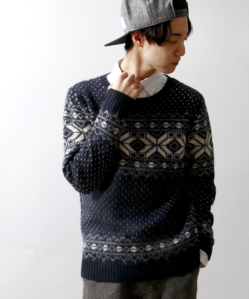 WEGO（ウィゴー）の「WEGO/雪柄ニット（ニット/セーター・メンズ・ホワイト/ダークグレー/ネイビー/ワイン・LARGE/MEDIUM）」の4枚目の写真