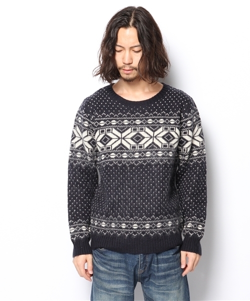 WEGO（ウィゴー）の「WEGO/雪柄ニット（ニット/セーター・メンズ・ホワイト/ダークグレー/ネイビー/ワイン・LARGE/MEDIUM）」の7枚目の写真