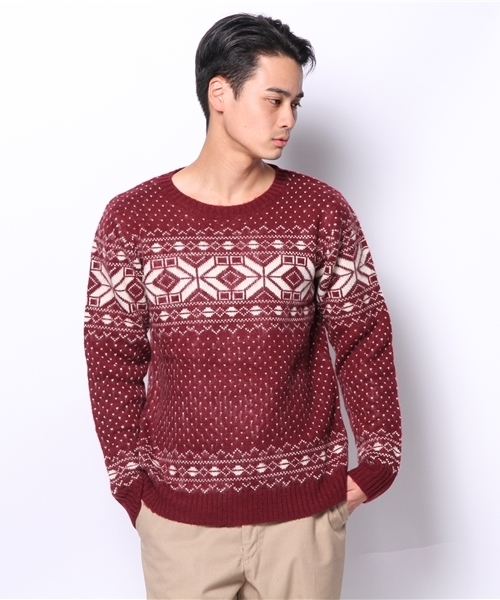 WEGO（ウィゴー）の「WEGO/雪柄ニット（ニット/セーター・メンズ・ホワイト/ダークグレー/ネイビー/ワイン・LARGE/MEDIUM）」の14枚目の写真