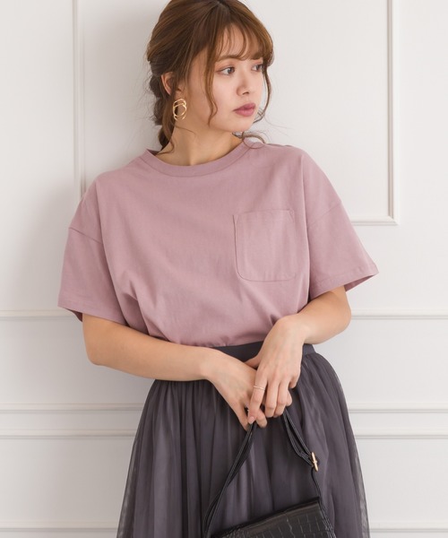 SpRay（スプレイ）の「ポケ付クルーネックTシャツ（Tシャツ/カットソー・レディース・チャコールグレー/ブラック/ピンク/アイボリー/ライトカーキ/ダークベージュ・FREE）」の6枚目の写真