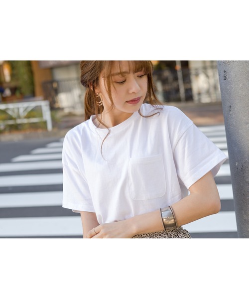 SpRay（スプレイ）の「ポケ付クルーネックTシャツ（Tシャツ/カットソー・レディース・チャコールグレー/ブラック/ピンク/アイボリー/ライトカーキ/ダークベージュ・FREE）」の12枚目の写真