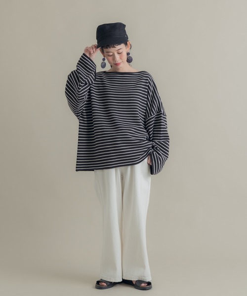 Libra Cue(リブラ キュー)の「Libra ワイドスリーブボーダールーズニット(ニット/セーター・レディース・アイボリー/ブラック/ネイビー・FREE)」の18枚目の写真