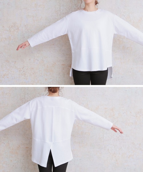 reca(レカ)の「アンバランス丈デザインカットソー(Tシャツ/カットソー・レディース・ブラック/オフホワイト/グレイッシュベージュ・FREE)」の10枚目の写真