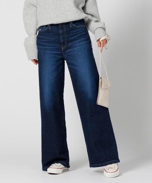 SOMETHING(サムシング)の「SOMETHING(サムシング)【レディース】「LISA」ワイドフレアパンツ(デニムパンツ・レディース・ネイビー・M/S)」の1枚目の写真