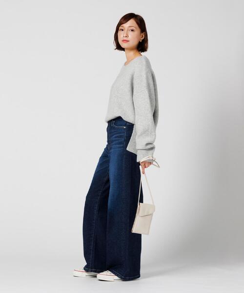 SOMETHING（サムシング）の「SOMETHING(サムシング)【レディース】「LISA」ワイドフレアパンツ（デニムパンツ・レディース・ダークインディゴブルー・M/S）」の4枚目の写真