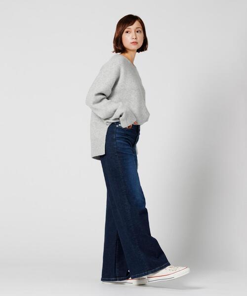 SOMETHING（サムシング）の「SOMETHING(サムシング)【レディース】「LISA」ワイドフレアパンツ（デニムパンツ・レディース・ダークインディゴブルー・M/S）」の5枚目の写真