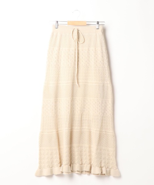 INGNI（イング）の「クロシェ編みニットスカート（スカート・レディース・アイボリー/ブラック/ライトブラウン・M）」の2枚目の写真