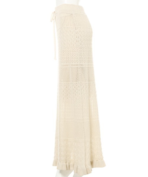 INGNI（イング）の「クロシェ編みニットスカート（スカート・レディース・アイボリー/ブラック/ライトブラウン・M）」の6枚目の写真