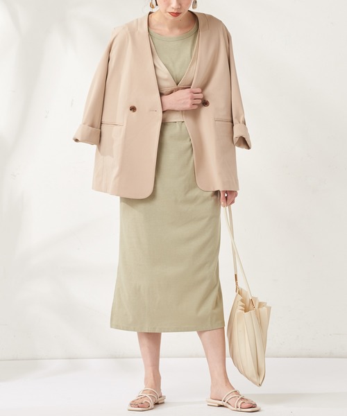 natural couture（ナチュラルクチュール）の「カットワンピース+バックレースアップビスチェセット（ワンピース・レディース・ブラック/カーキ/アイボリー・FREE）」の3枚目の写真