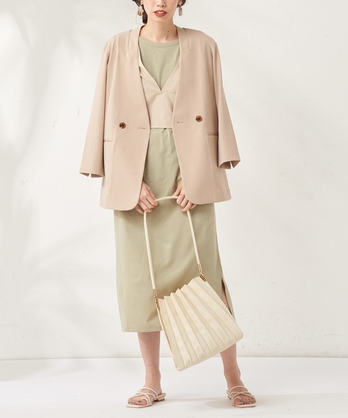 natural couture（ナチュラルクチュール）の「カットワンピース+バックレースアップビスチェセット（ワンピース・レディース・ブラック/カーキ/アイボリー・FREE）」の15枚目の写真